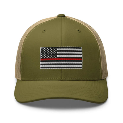 Hats Moss-Khaki Snapback Custom Trucker Hats Thin Red Line Flag for Men & Women Patriotic Cap Infidel Collective