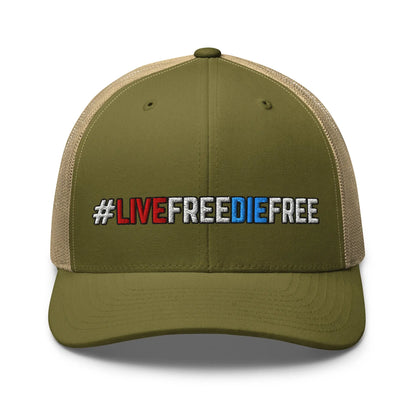 Hats Moss-Khaki Snapback Custom Trucker Hats #LIVEFREEDIEFREE Patriotic Cap for Men & Women Infidel Collective
