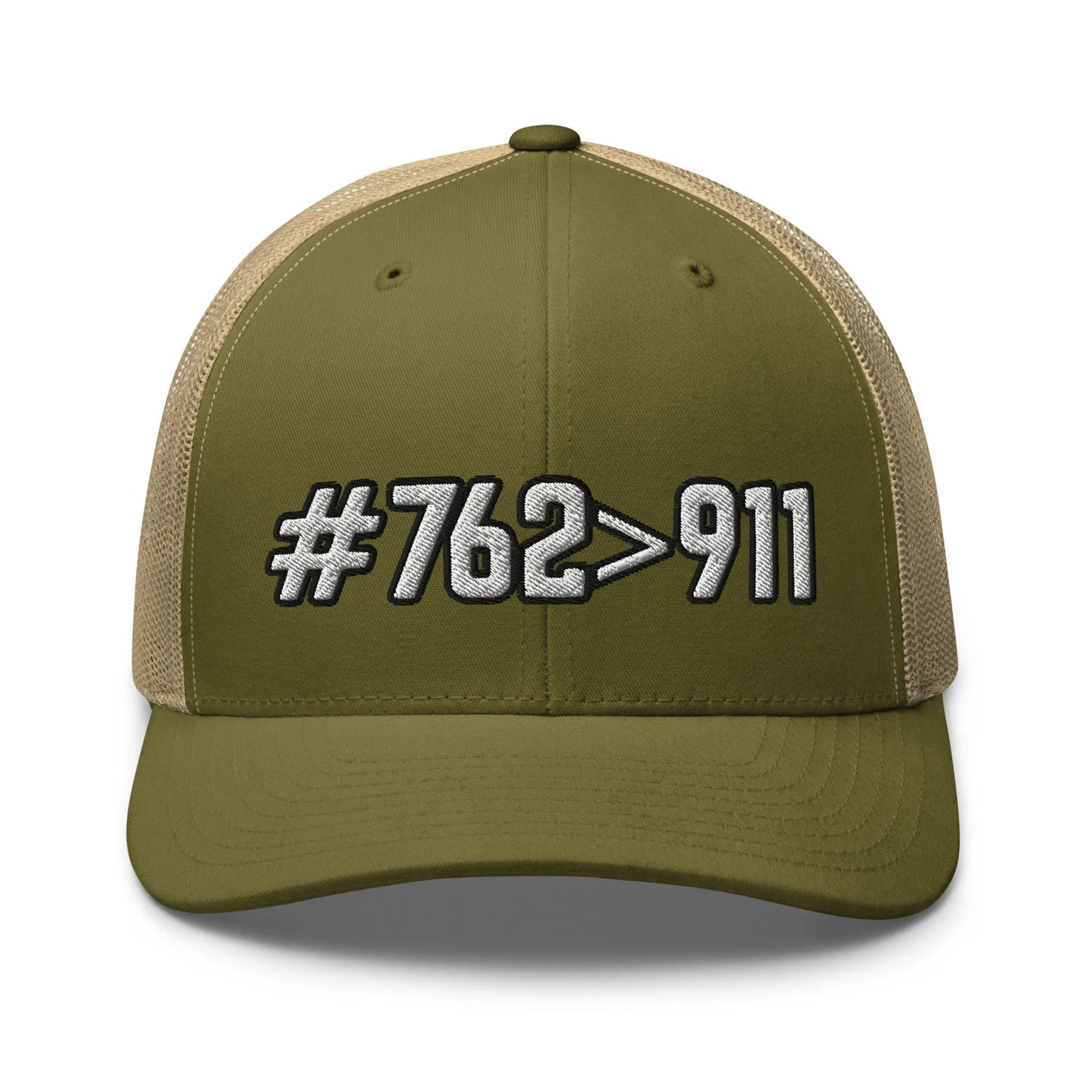 Hats Moss-Khaki #762>911 2A Mesh Snapback Custom Trucker Hats for Men & Women Infidel Collective