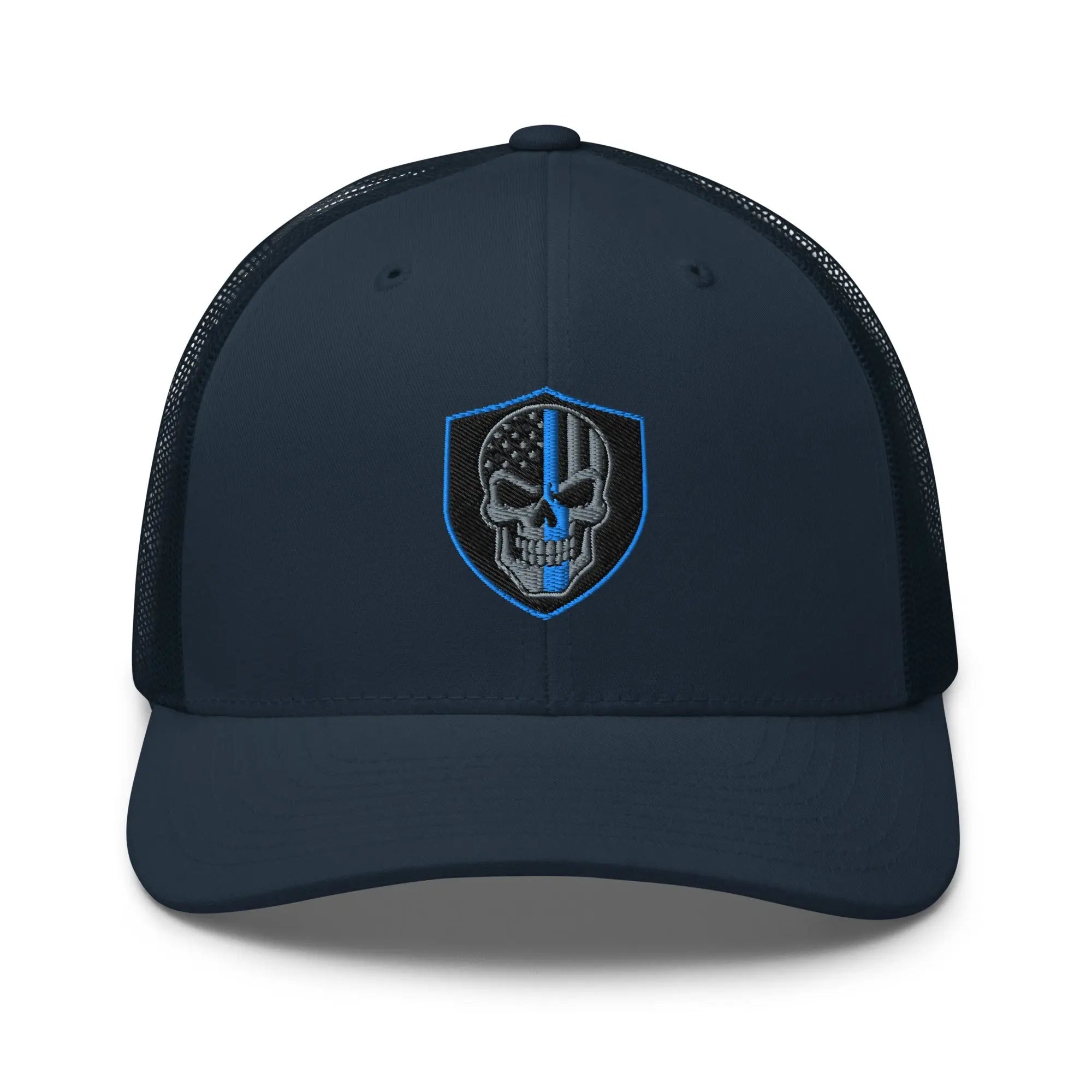 Hats Navy Snapback Custom Trucker Hats Blue Line Skull Cool Patriotic Cap Infidel Collective