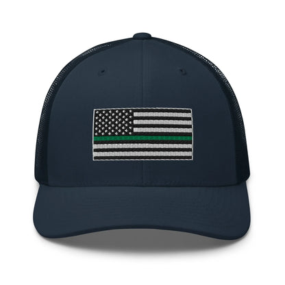 Hats Navy Snapback Custom Trucker Hats Thin Green Line Flag for Men & Women Infidel Collective