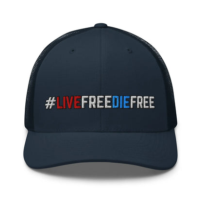 Hats Navy Snapback Custom Trucker Hats #LIVEFREEDIEFREE Patriotic Cap for Men & Women Infidel Collective