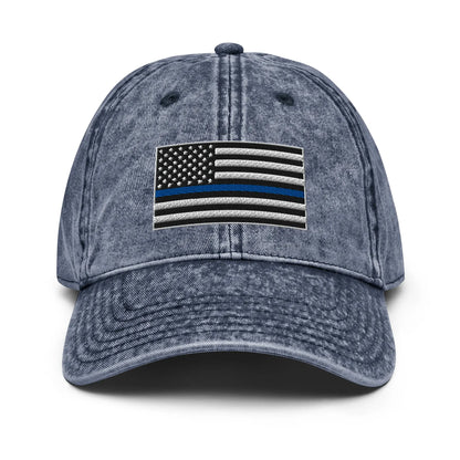 Hats Navy Vintage Otto Ball Cap with Back the Blue USA Flag Embroidered Infidel Collective