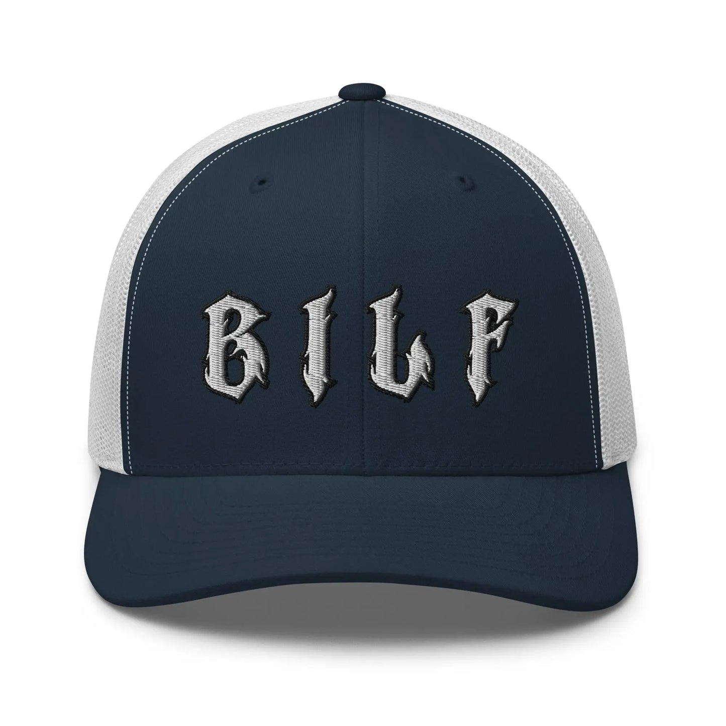 Hats Navy-White Snapback Custom Trucker Hats Cool BILF Bikers Cap for Men & Women Infidel Collective
