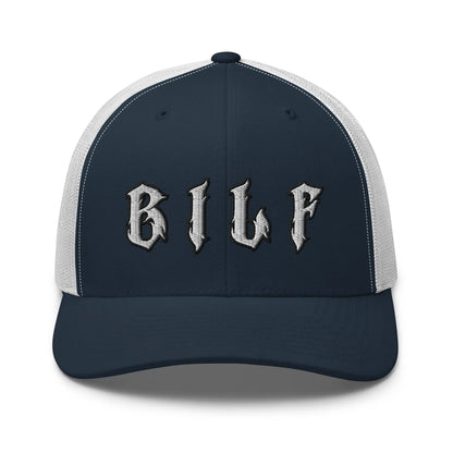 Hats Navy-White Snapback Custom Trucker Hats Cool BILF Bikers Cap for Men & Women Infidel Collective