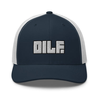 Hats Navy-White Snapback Custom Trucker Hats DILF Block Cap – NSFW 2A for Men & Women Infidel Collective
