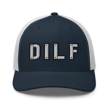 Hats Navy-White Snapback Custom Trucker Hats DILF Cap – NSFW Patriotic for Men & Women Infidel Collective