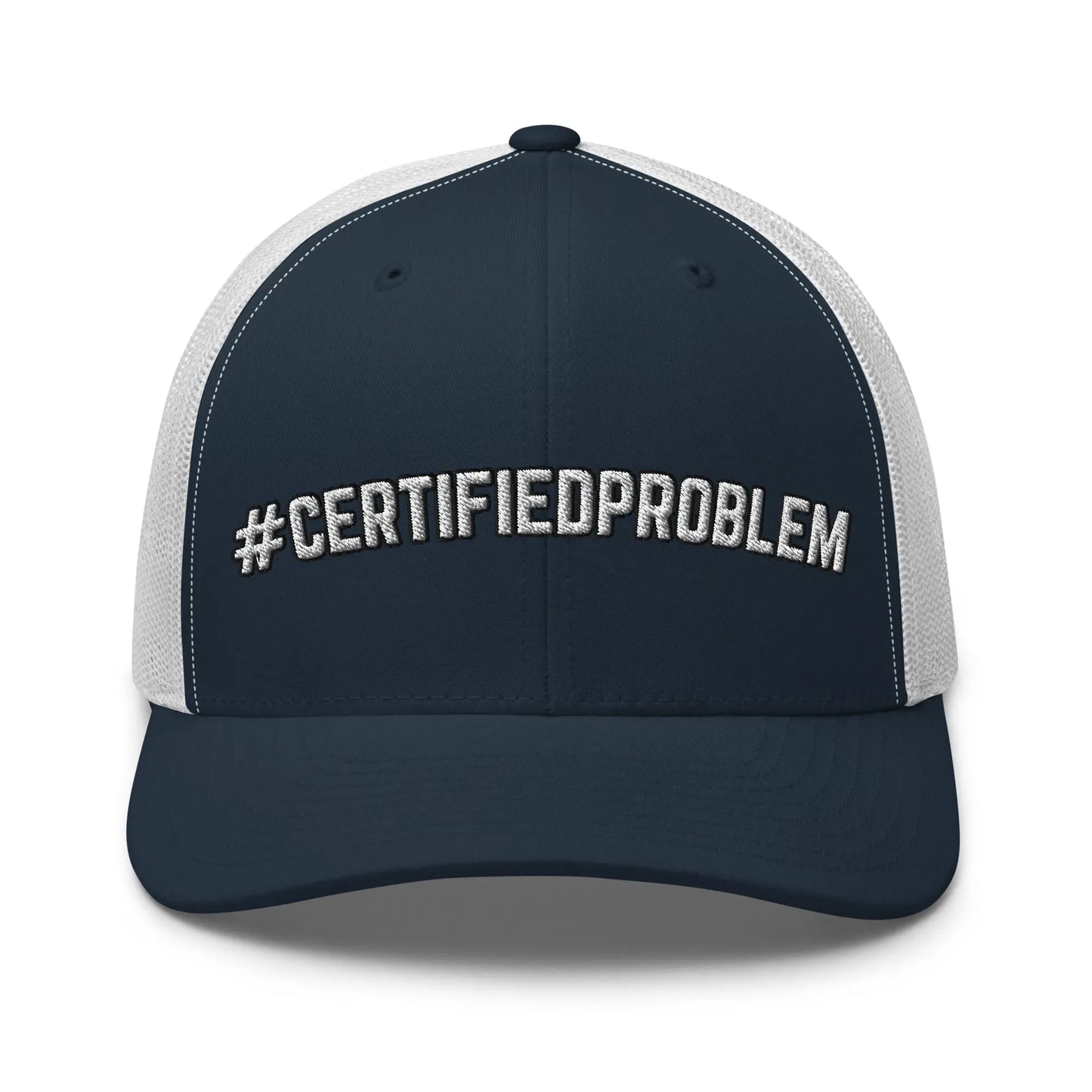 Hats Navy-White Snapback Custom Trucker Hats Funny #CERTIFIEDPROBLEM Cap for Men & Women Infidel Collective
