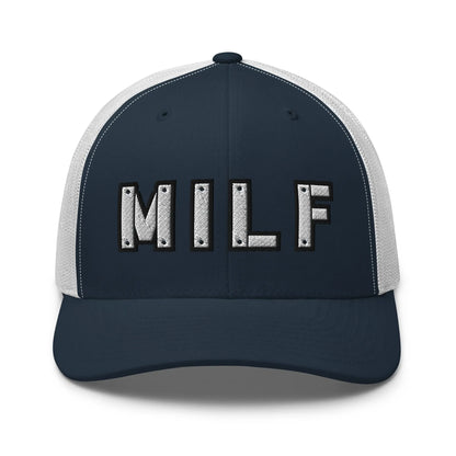 Hats Navy-White Snapback Custom Trucker Hats MILF Stencil Cap for Sexy Women Who Own It Infidel Collective