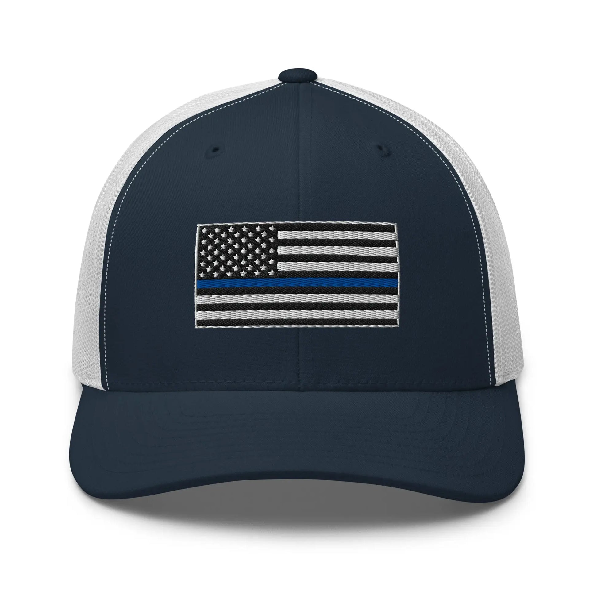 Hats Navy-White Snapback Custom Trucker Hats Thin Blue Line Flag Cool Patriotic Cap Infidel Collective
