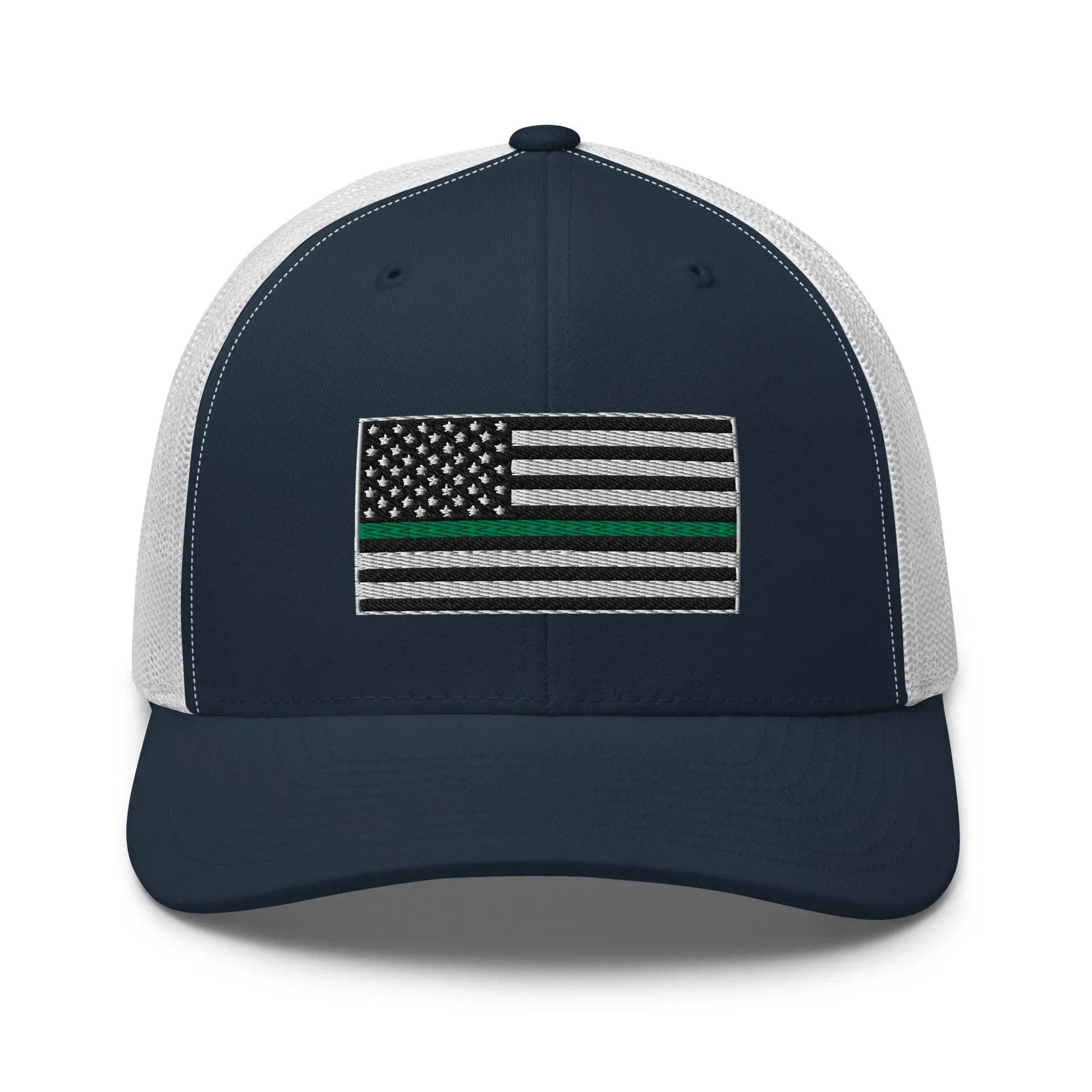 Hats Navy-White Snapback Custom Trucker Hats Thin Green Line Flag for Men & Women Infidel Collective