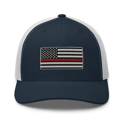 Hats Navy-White Snapback Custom Trucker Hats Thin Red Line Flag for Men & Women Patriotic Cap Infidel Collective