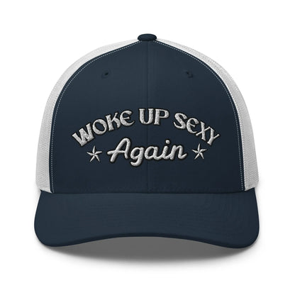 Hats Navy-White Snapback Custom Trucker Hats Woke Up Sexy Cap for Women Who Own It Infidel Collective