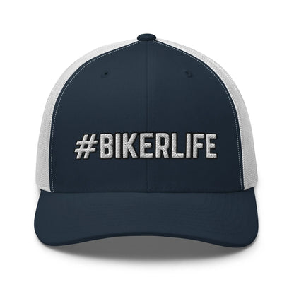 Hats Navy-White Snapback Custom Trucker Hats #BIKERLIFE Cap for Men & Women – Ride Loud Infidel Collective