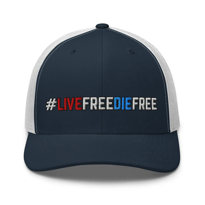 Hats Navy-White Snapback Custom Trucker Hats #LIVEFREEDIEFREE Patriotic Cap for Men & Women Infidel Collective