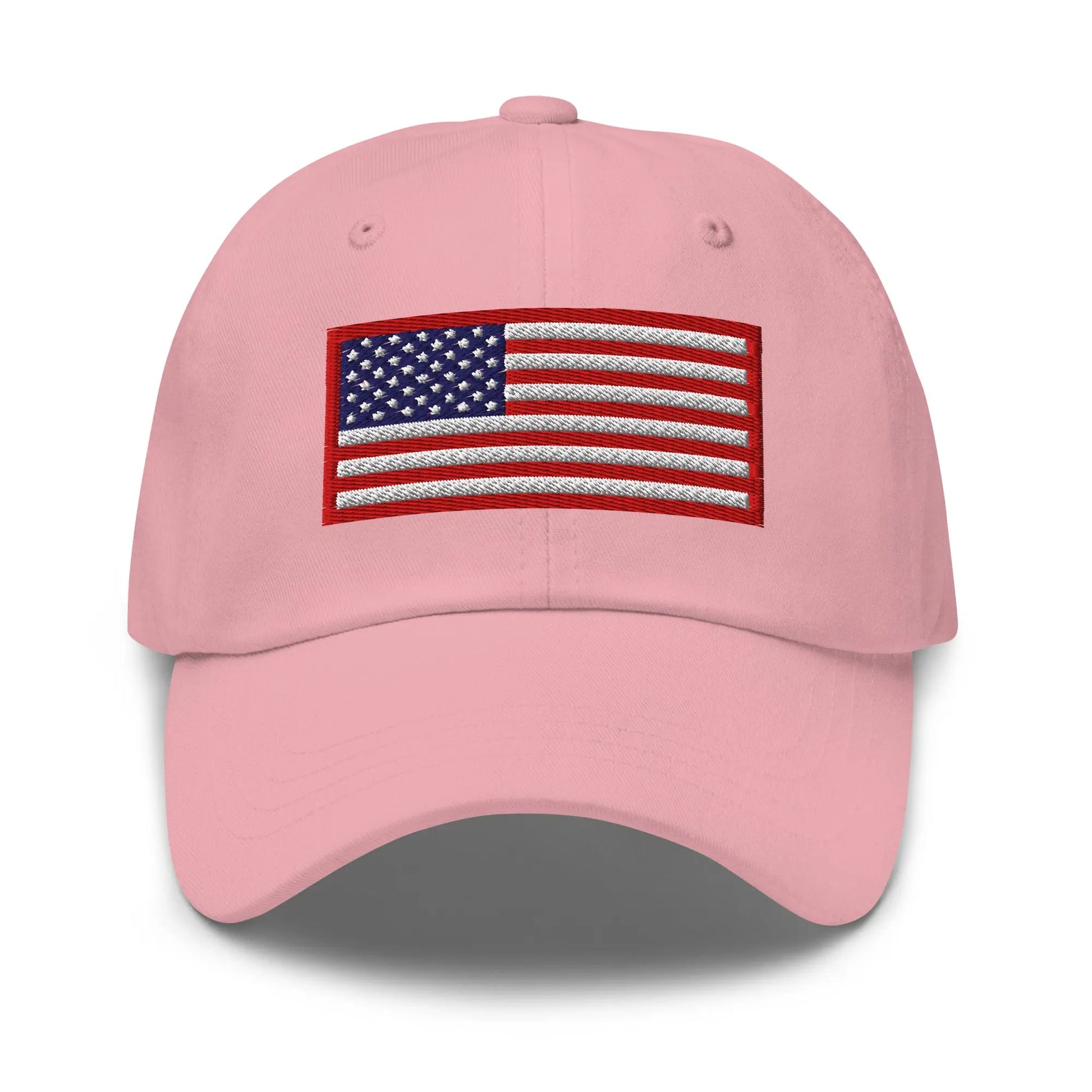 Hats Pink Custom Ball Cap with Red White & Blue USA Flag Embroidered Hat Infidel Collective
