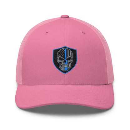 Hats Pink Snapback Custom Trucker Hats Blue Line Skull Cool Patriotic Cap Infidel Collective