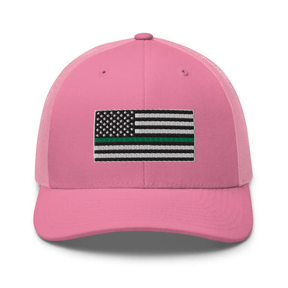 Hats Pink Snapback Custom Trucker Hats Thin Green Line Flag for Men & Women Infidel Collective