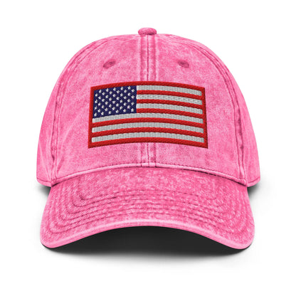 Hats Pink Vintage Baseball Hat USA Flag Old Glory – Red White & Blue Embroidered Hat Infidel Collective