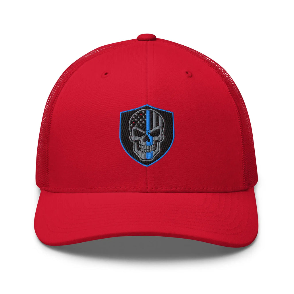 Hats Red Snapback Custom Trucker Hats Blue Line Skull Cool Patriotic Cap Infidel Collective