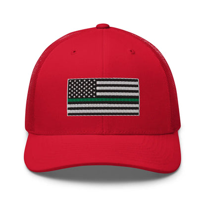 Hats Red Snapback Custom Trucker Hats Thin Green Line Flag for Men & Women Infidel Collective