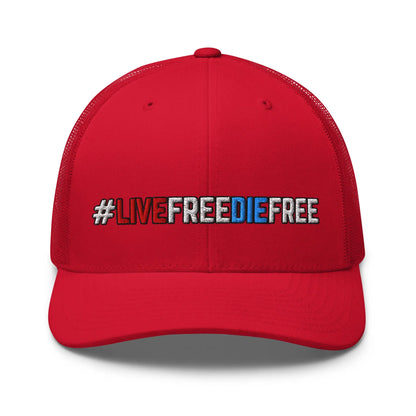 Hats Red Snapback Custom Trucker Hats #LIVEFREEDIEFREE Patriotic Cap for Men & Women Infidel Collective