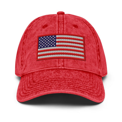 Hats Red Vintage Baseball Hat USA Flag Old Glory – Red White & Blue Embroidered Hat Infidel Collective