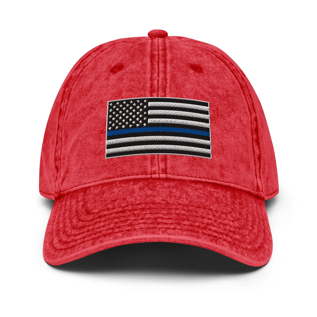 Hats Red Vintage Otto Ball Cap with Back the Blue USA Flag Embroidered Infidel Collective