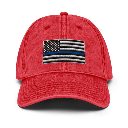 Hats Red Vintage Otto Ball Cap with Back the Blue USA Flag Embroidered Infidel Collective