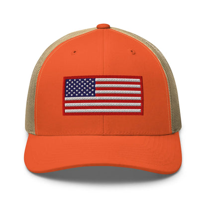 Hats Rustic-Orange-Khaki Snapback Custom Trucker Hats Old Glory USA Flag Red White Blue Patriotic Cap Infidel Collective