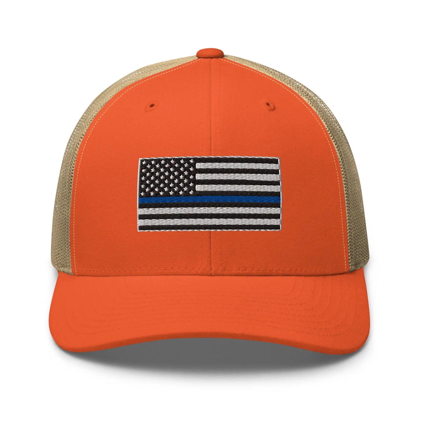 Hats Rustic-Orange-Khaki Snapback Custom Trucker Hats Thin Blue Line Flag Cool Patriotic Cap Infidel Collective