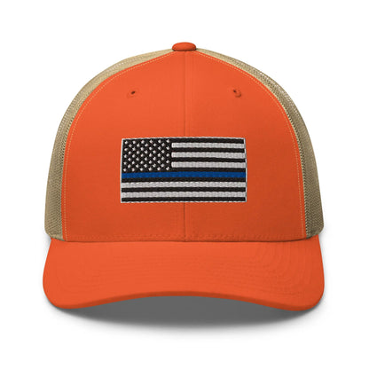 Hats Rustic-Orange-Khaki Snapback Custom Trucker Hats Thin Blue Line Flag Cool Patriotic Cap Infidel Collective