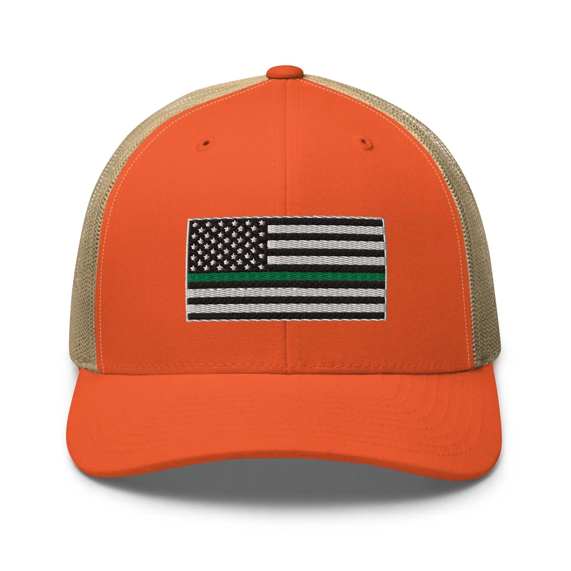 Hats Rustic-Orange-Khaki Snapback Custom Trucker Hats Thin Green Line Flag for Men & Women Infidel Collective
