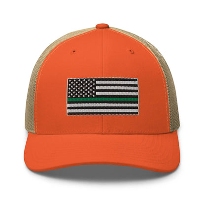 Hats Rustic-Orange-Khaki Snapback Custom Trucker Hats Thin Green Line Flag for Men & Women Infidel Collective