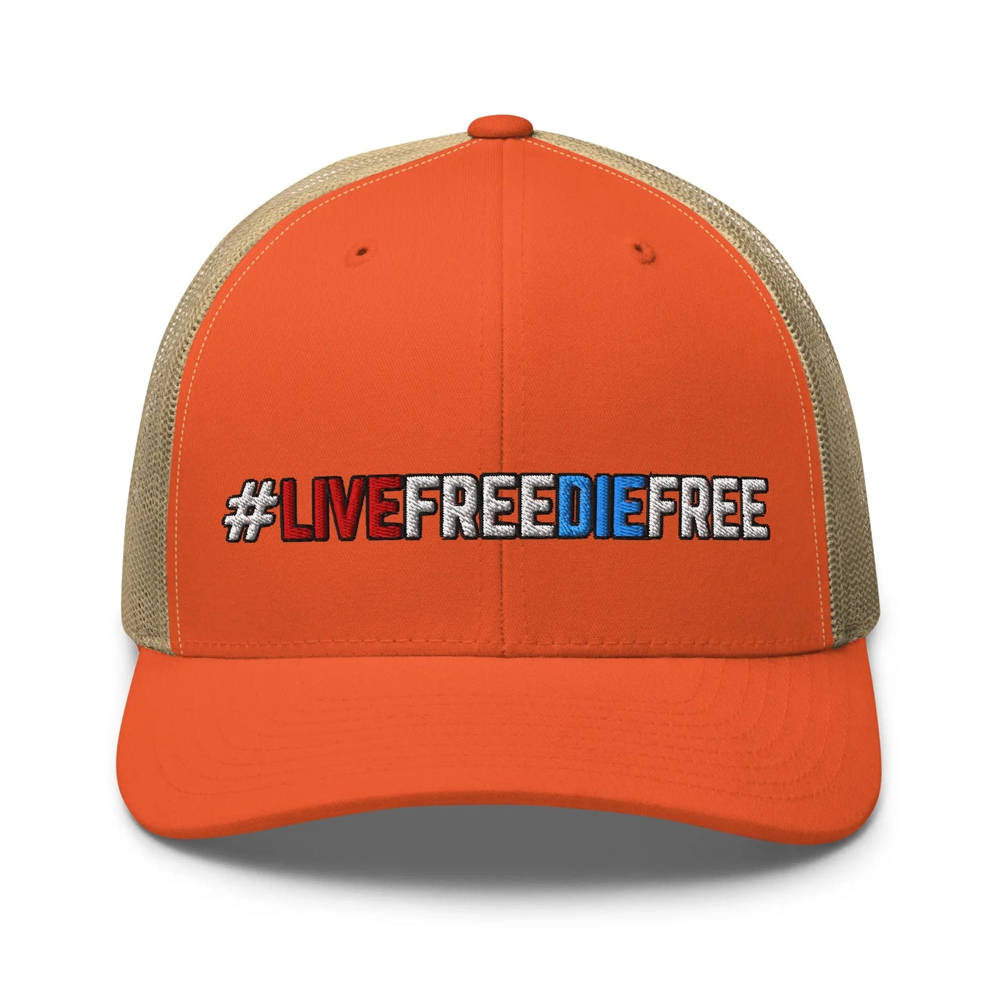 Hats Rustic-Orange-Khaki Snapback Custom Trucker Hats #LIVEFREEDIEFREE Patriotic Cap for Men & Women Infidel Collective