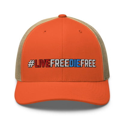 Hats Rustic-Orange-Khaki Snapback Custom Trucker Hats #LIVEFREEDIEFREE Patriotic Cap for Men & Women Infidel Collective