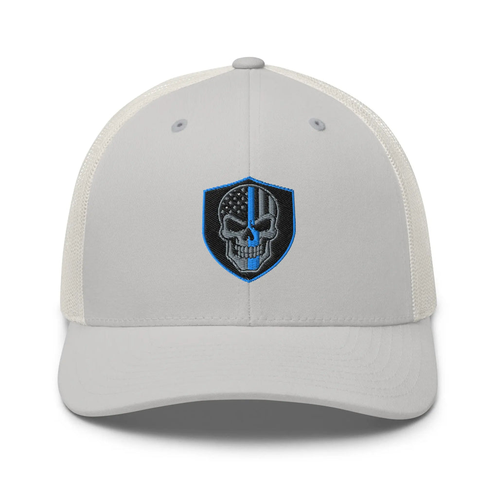 Hats Silver Snapback Custom Trucker Hats Blue Line Skull Cool Patriotic Cap Infidel Collective