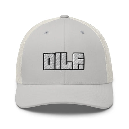 Hats Silver Snapback Custom Trucker Hats DILF Block Cap – NSFW 2A for Men & Women Infidel Collective