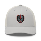 Hats Silver Snapback Custom Trucker Hats Red Line Skull Patriotic Cap for Men & Women Infidel Collective