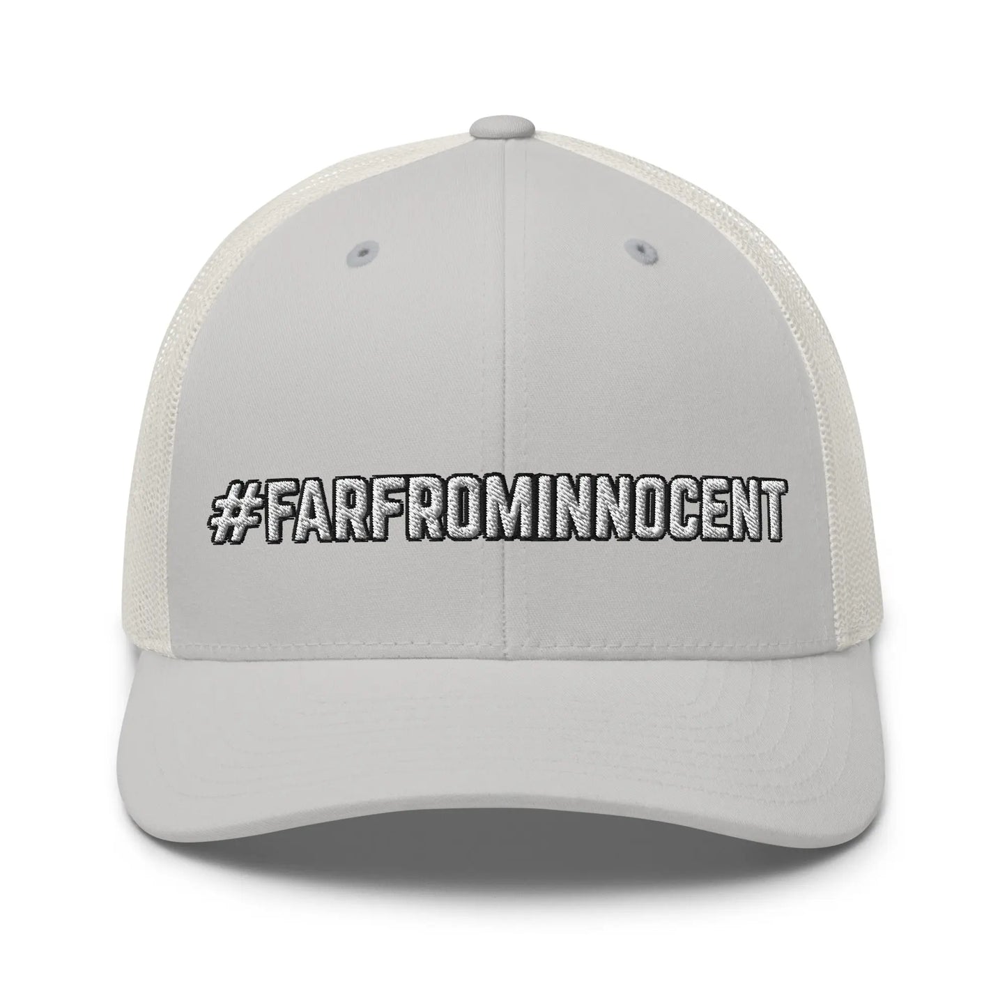 Hats Silver Snapback Custom Trucker Hats #FARFROMINNOCENT Funny Cap for Men & Women Infidel Collective