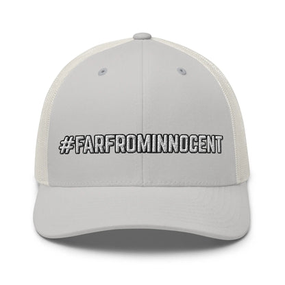 Hats Silver Snapback Custom Trucker Hats #FARFROMINNOCENT Funny Cap for Men & Women Infidel Collective