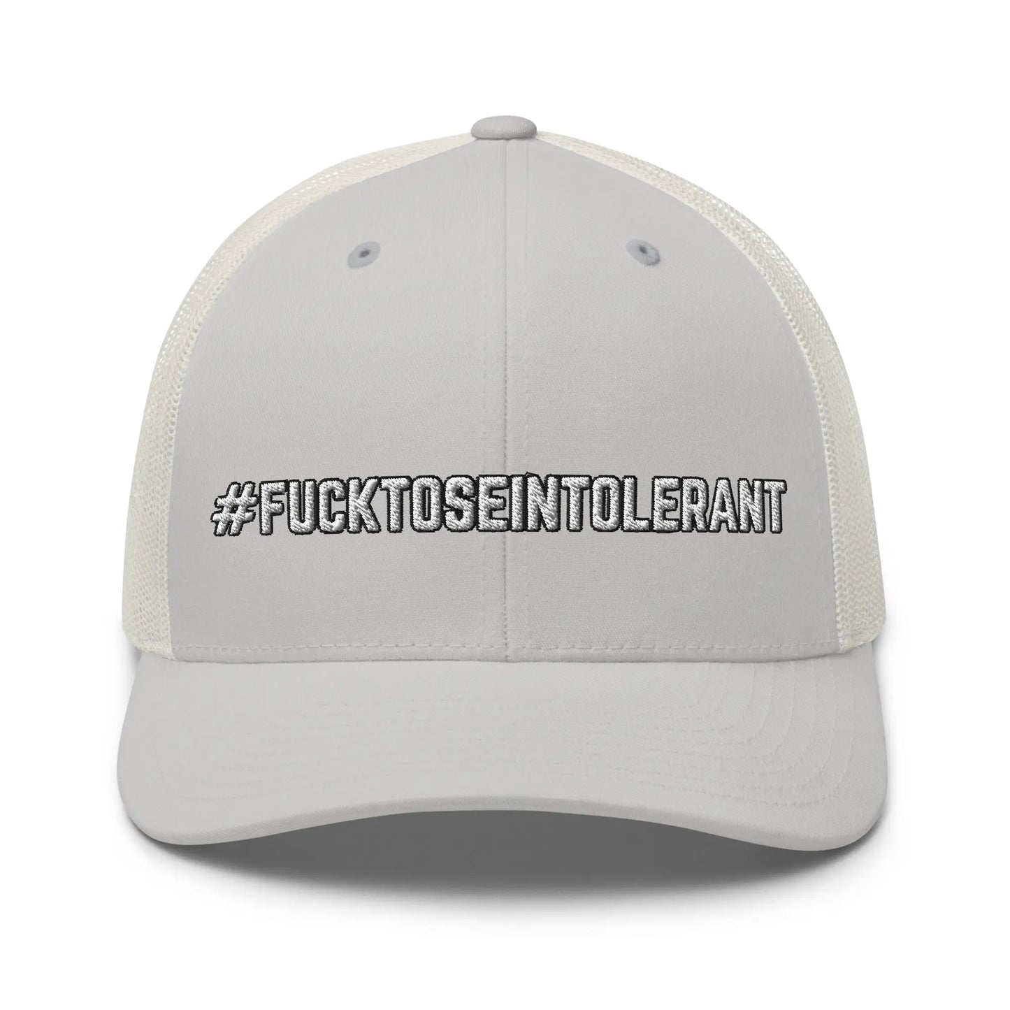 Hats Silver Snapback Custom Trucker Hats #FUCKTOSEINTOLERANT NSFW Humor for Men & Women Infidel Collective