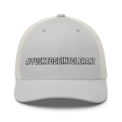 Hats Silver Snapback Custom Trucker Hats #FUCKTOSEINTOLERANT NSFW Humor for Men & Women Infidel Collective