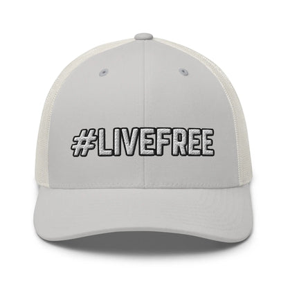 Hats Silver Snapback Custom Trucker Hats #LIVEFREE Patriotic Cap for Men & Women Infidel Collective