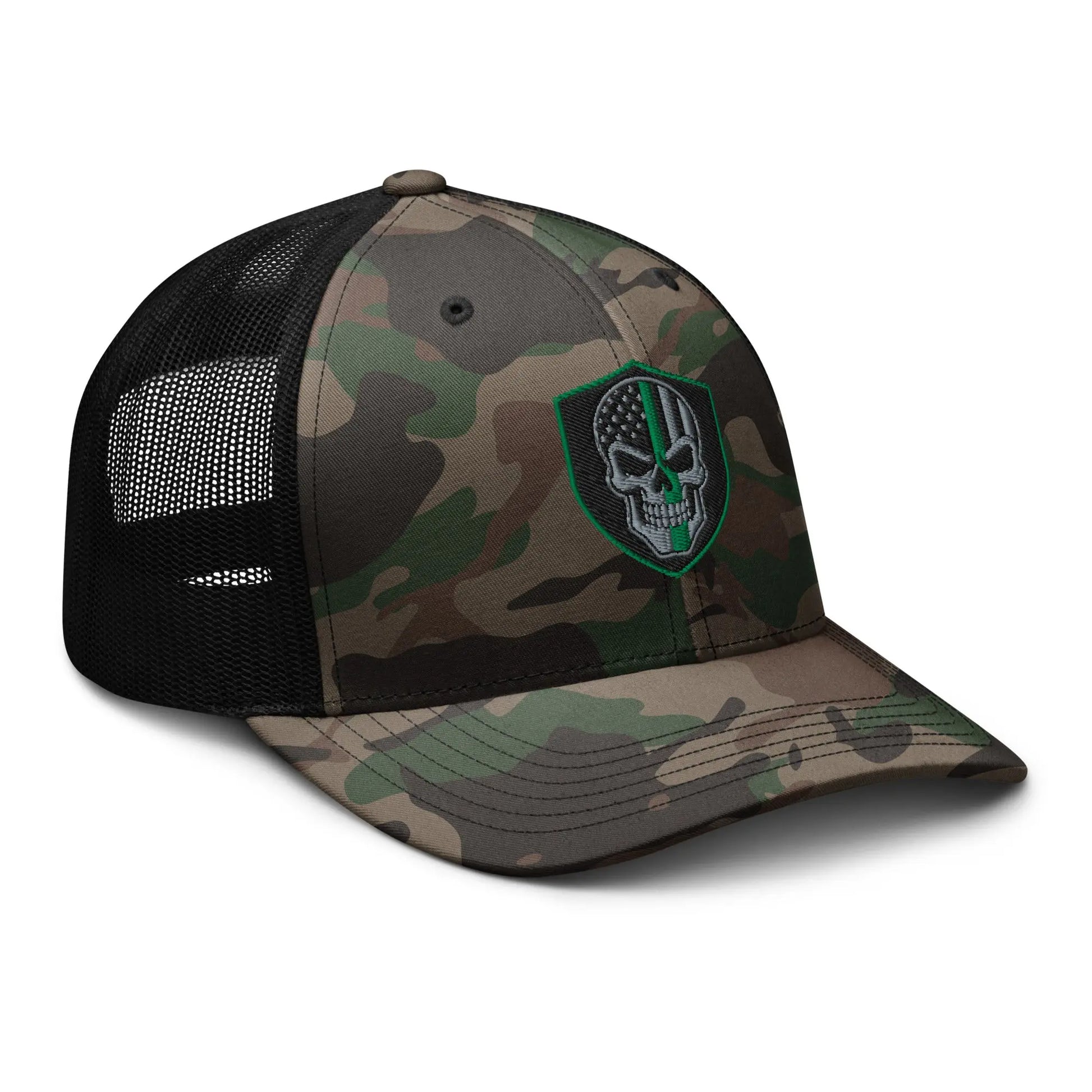 Hats  Snapback Custom Trucker Hats Back the Green Line Skull Camo Patriotic Cap Infidel Collective