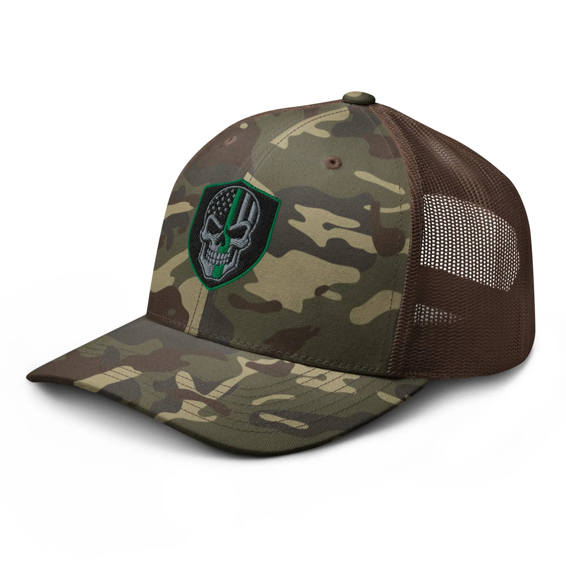 Hats  Snapback Custom Trucker Hats Back the Green Line Skull Camo Patriotic Cap Infidel Collective