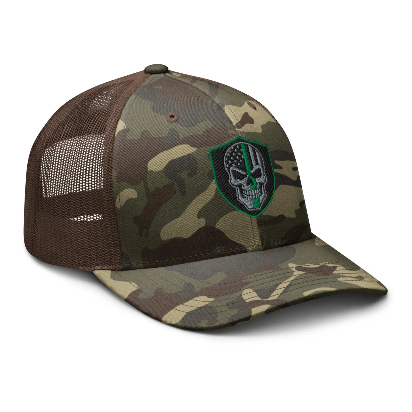Hats  Snapback Custom Trucker Hats Back the Green Line Skull Camo Patriotic Cap Infidel Collective