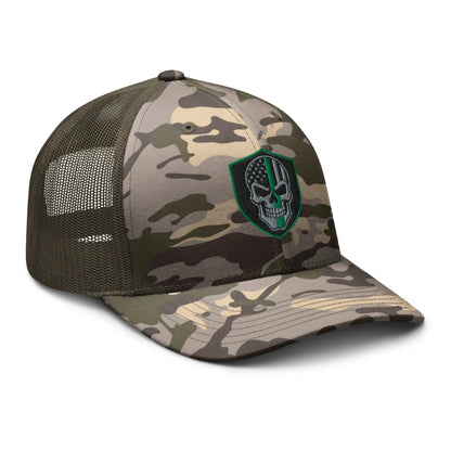 Hats  Snapback Custom Trucker Hats Back the Green Line Skull Camo Patriotic Cap Infidel Collective