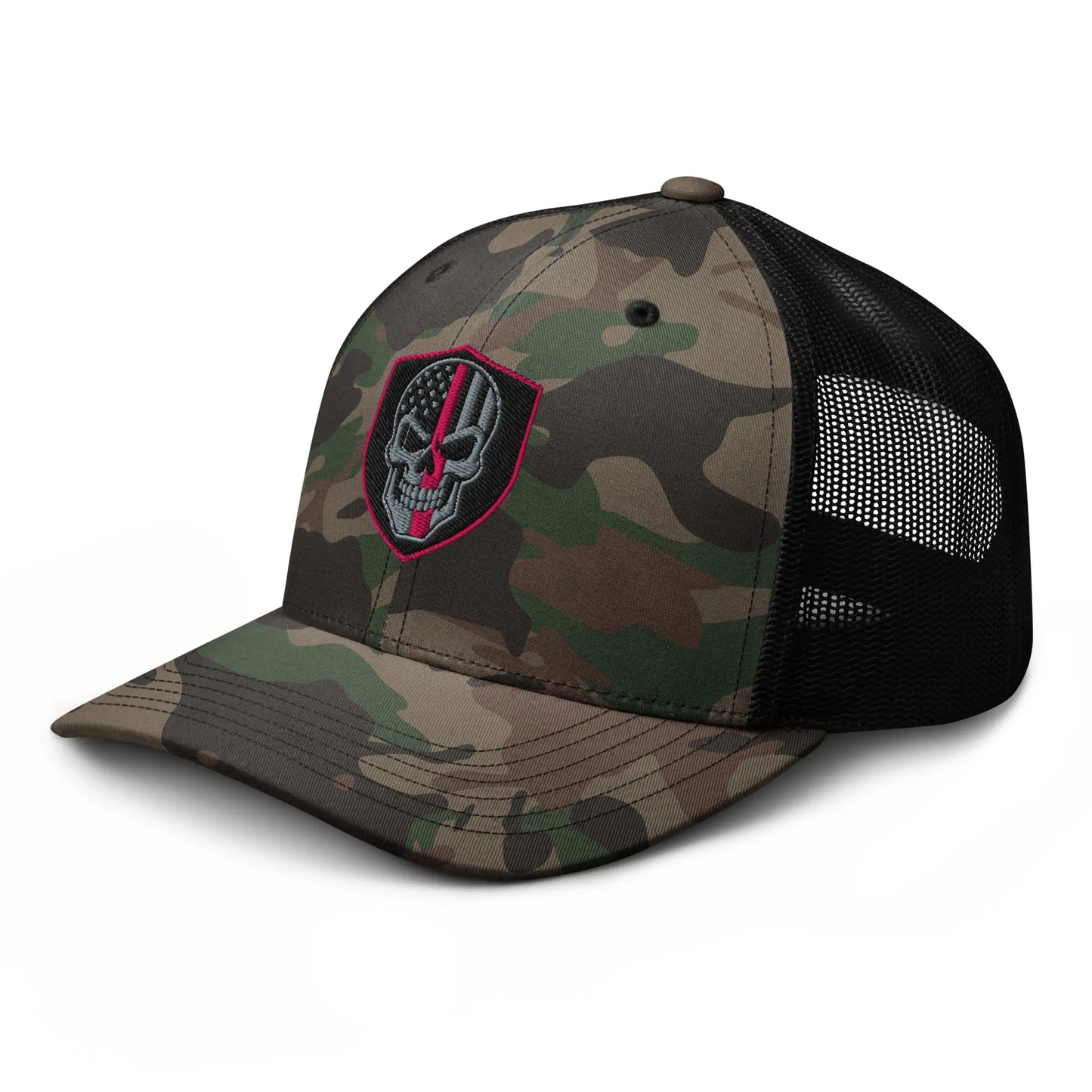 Hats  Snapback Custom Trucker Hats Back the Pink Line Skull Camo Patriotic Cap Infidel Collective
