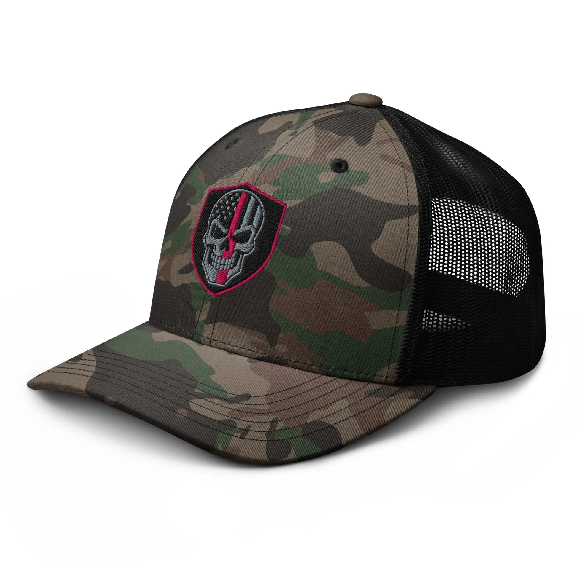 Hats  Snapback Custom Trucker Hats Back the Pink Line Skull Camo Patriotic Cap Infidel Collective